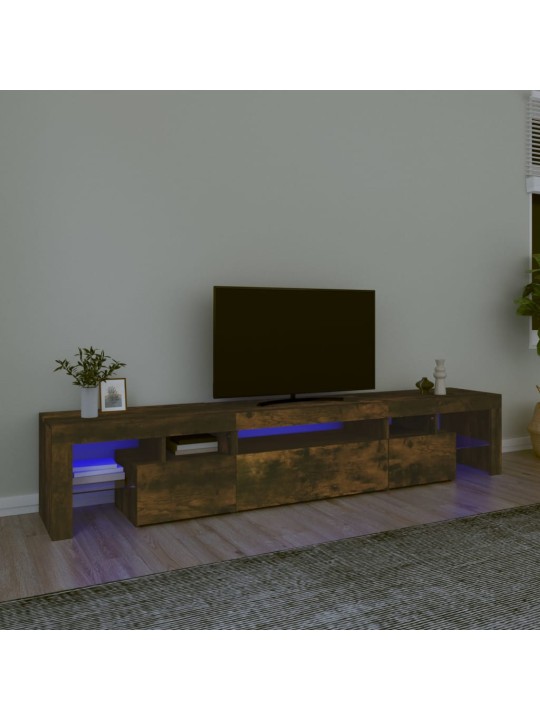 Telerialus LED-tuledega, suitsutatud tamm, 215x36,5x40 cm