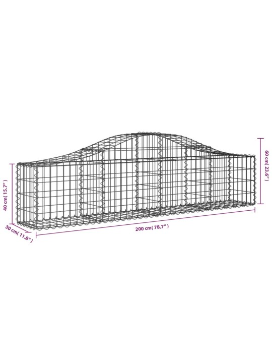 Kaarekujuline gabioonkorv, 200x30x40/60 cm, tsingitud raud