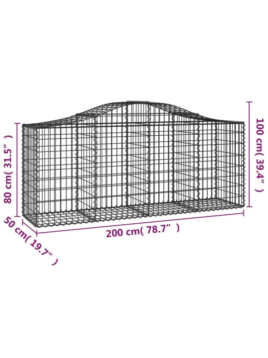 Kaarekujuline gabioonkorv, 200x50x80/100 cm, tsingitud raud