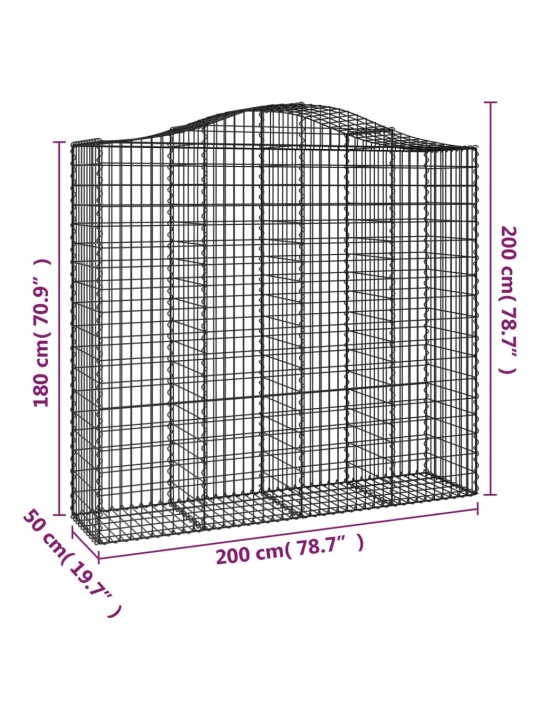 Kaarekujuline gabioonkorv, 200x50x180/200 cm, tsingitud raud