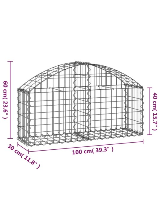 Kaarekujuline gabioonkorv, 100x30x40/60 cm, tsingitud raud