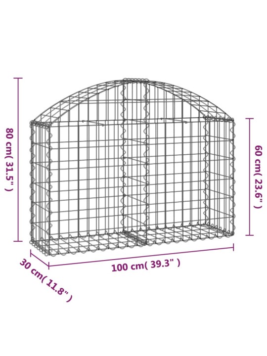 Kaarekujuline gabioonkorv, 100x30x60/80 cm, tsingitud raud