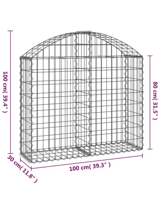 Kaarekujuline gabioonkorv, 100x30x80/100 cm, tsingitud raud