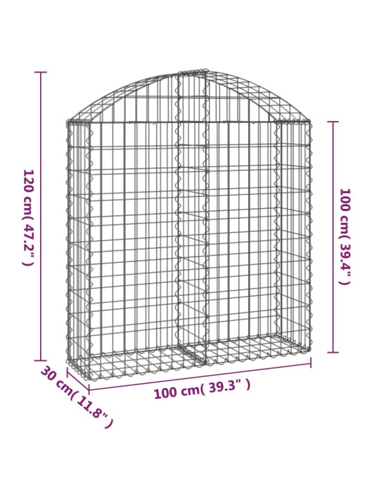 Kaarekujuline gabioonkorv, 100x30x100/120 cm, tsingitud raud