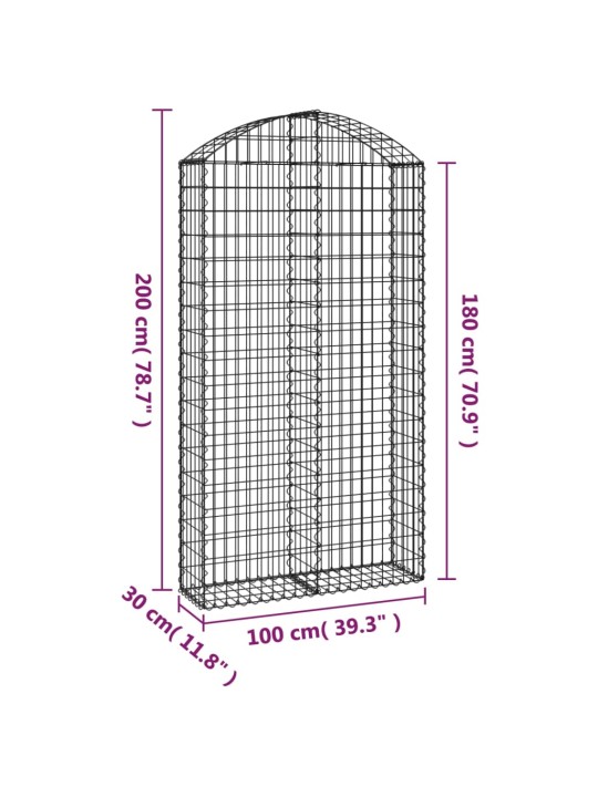 Kaarekujuline gabioonkorv, 100x30x180/200 cm, tsingitud raud