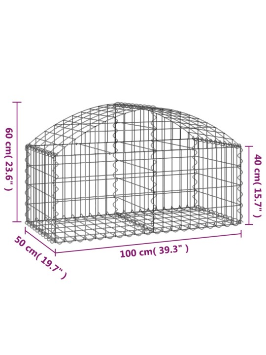 Kaarekujuline gabioonkorv, 100x50x40/60 cm, tsingitud raud
