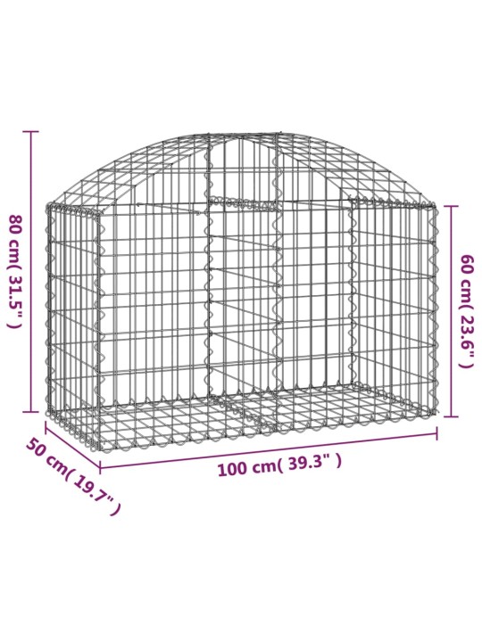 Kaarekujuline gabioonkorv, 100x50x60/80 cm, tsingitud raud