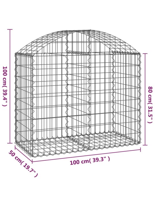 Kaarekujuline gabioonkorv, 100x50x80/100 cm, tsingitud raud