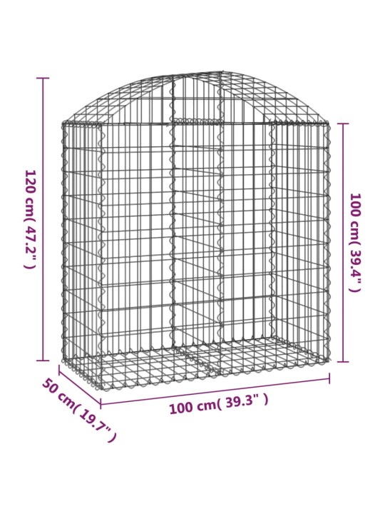 Kaarekujuline gabioonkorv, 100x50x100/120 cm, tsingitud raud