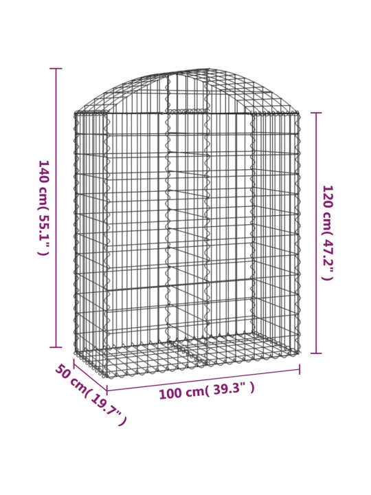 Kaarekujuline gabioonkorv, 100x50x120/140 cm, tsingitud raud