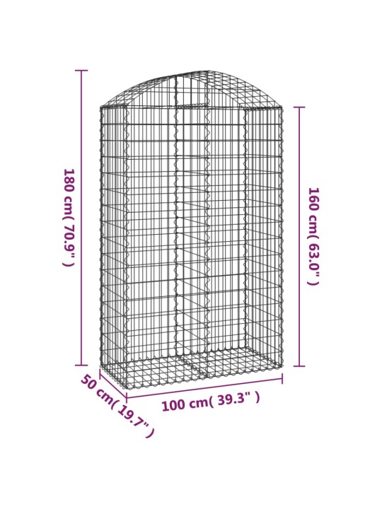 Kaarekujuline gabioonkorv, 100x50x160/180 cm, tsingitud raud