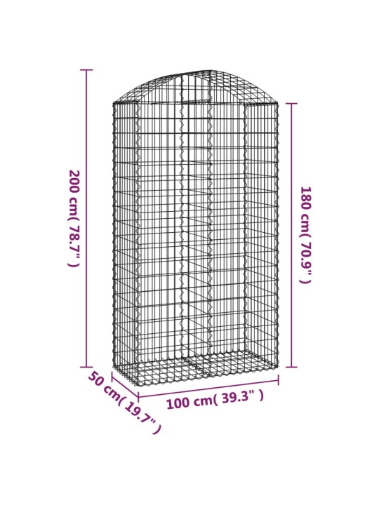 Kaarekujuline gabioonkorv, 100x50x180/200 cm, tsingitud raud
