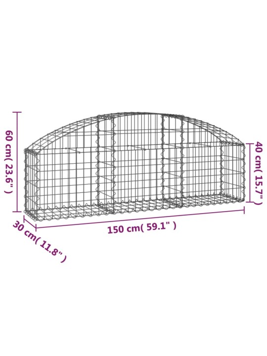Kaarekujuline gabioonkorv, 150x30x40/60 cm, tsingitud raud