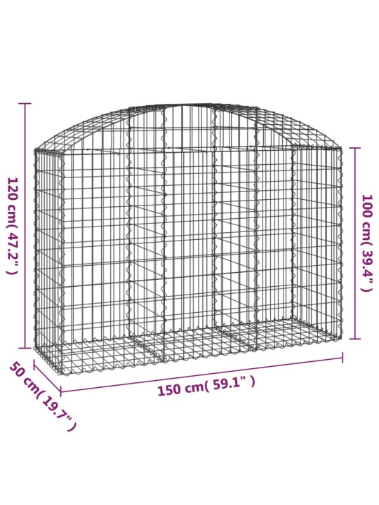 Kaarekujuline gabioonkorv, 150x50x100/120 cm, tsingitud raud