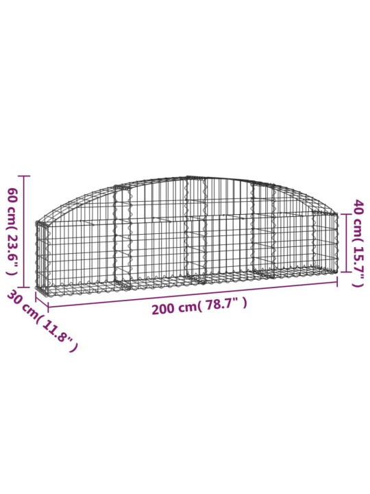 Kaarekujuline gabioonkorv, 200x30x40/60 cm, tsingitud raud