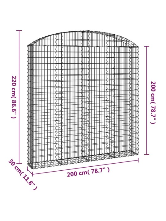 Kaarekujuline gabioonkorv, 200x30x200/220 cm, raud