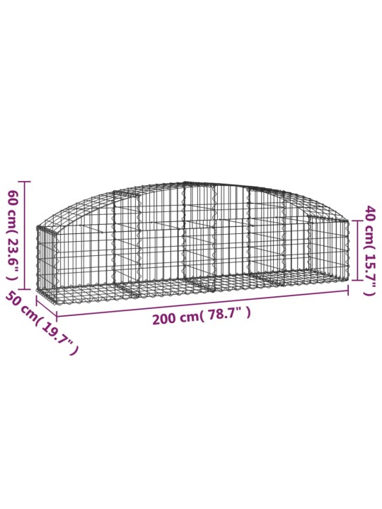 Kaarekujuline gabioonkorv, 200x50x40/60 cm, tsingitud raud