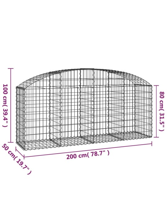 Kaarekujuline gabioonkorv, 200x50x80/100 cm, tsingitud raud