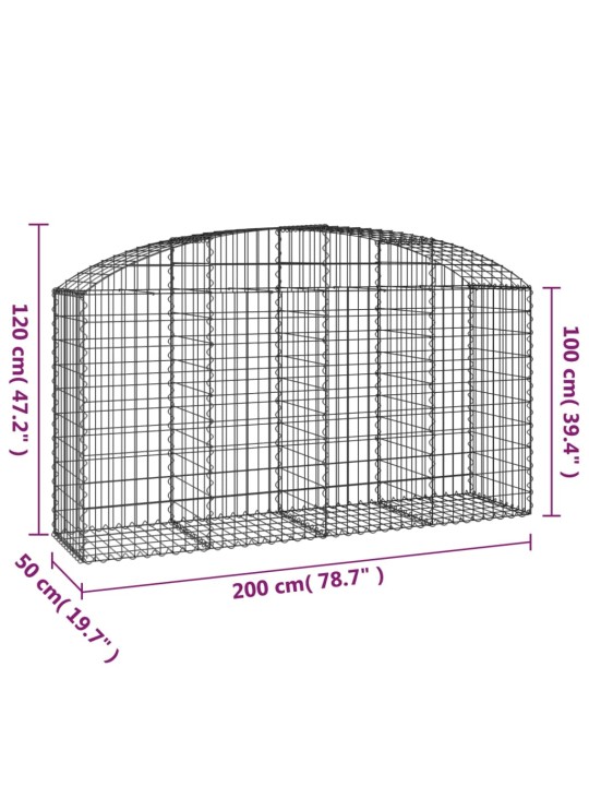 Kaarekujuline gabioonkorv, 200x50x100/120 cm, tsingitud raud