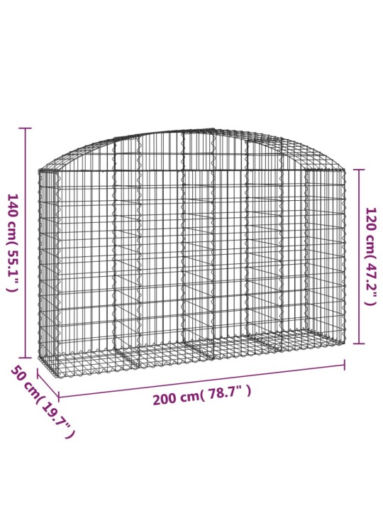 Kaarekujuline gabioonkorv, 200x50x120/140 cm, tsingitud raud