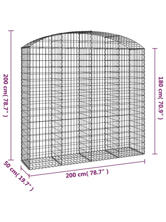 Kaarekujuline gabioonkorv, 200x50x180/200 cm, tsingitud raud