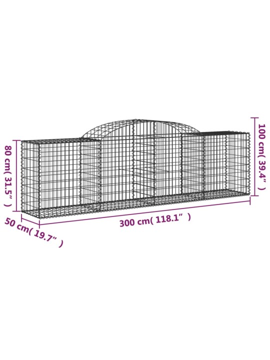 Kaarekujuline gabioonkorv, 300x50x80/100 cm, tsingitud raud