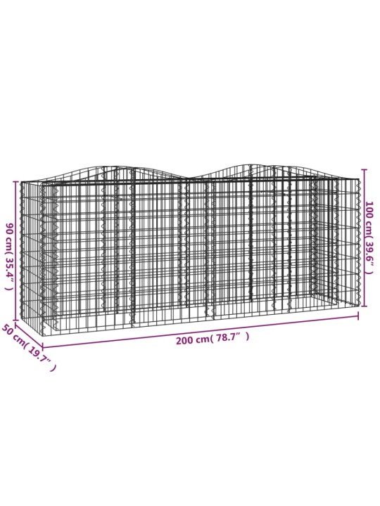 Kaarekujuline gabioon taimelava, 200x50x100 cm, tsingitud raud