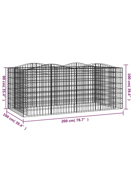 Kaarekujuline gabioon taimelava, 200x100x100 cm, tsingitud raud