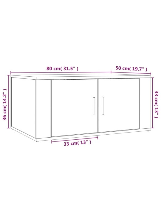 Kohvilaud, hall sonoma tamm, 80 x 50 x 36 cm, tehispuit