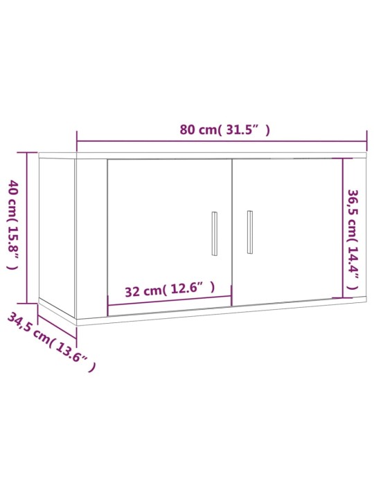 Seinale paigaldatav telerikapp, valge, 80 x 34,5 x 40 cm