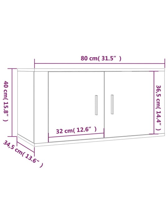 Seinale kinnitatav telerikapp, hall sonoma, 80x34,5x40 cm