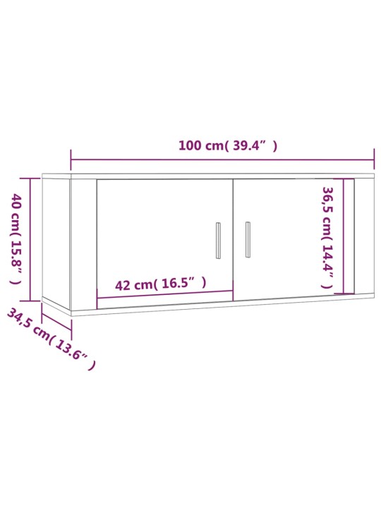 Seinale kinnitatav telerikapp, suitsutatud tamm, 100x34,5x40 cm