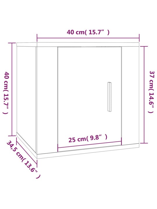 Seina telerikapid 2 tk, suitsutatud tamm, 40 x 34,5 x 40 cm