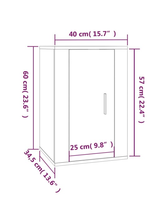 Seinale kinnitatavad telerikapid, 2 tk, valge, 40x34,5x60 cm