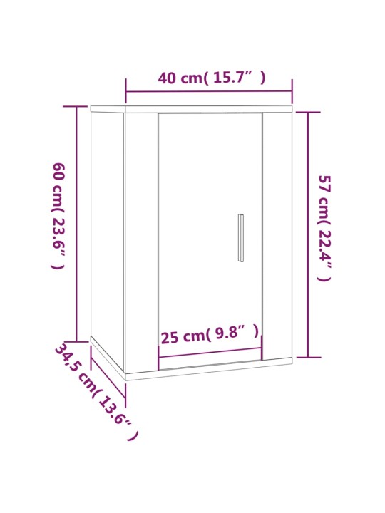 Seinale kinnitatavad telerikapid, 2 tk, must, 40x34,5x60 cm