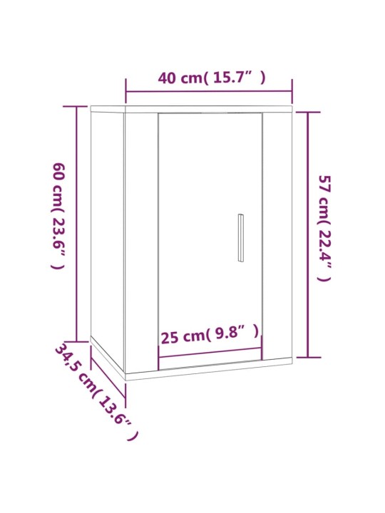 Seinale kinnitatav telerikapp, hall sonoma, 40x34,5x60 cm