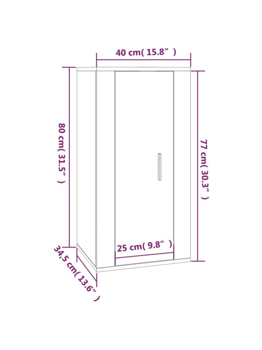 Seinale kinnitatav telerikapp, pruun tamm, 40x34,5x80 cm