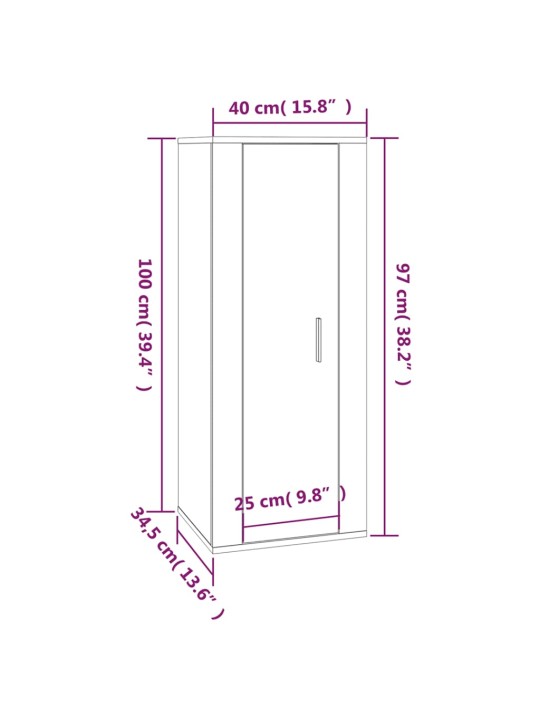 Seinale kinnitatav telerikapp, betoonhall, 40x34,5x100 cm