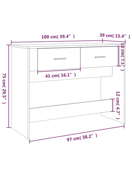 Konsoollaud, valge, 100 x 39 x 75 cm, tehispuit