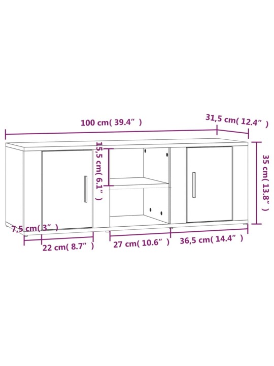 Telerikapp, valge, 100x31,5x35 cm, tehispuit