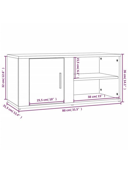 Telerikapid 2 tk, sonoma tamm, 80 x 31,5 x 36 cm, tehispuit