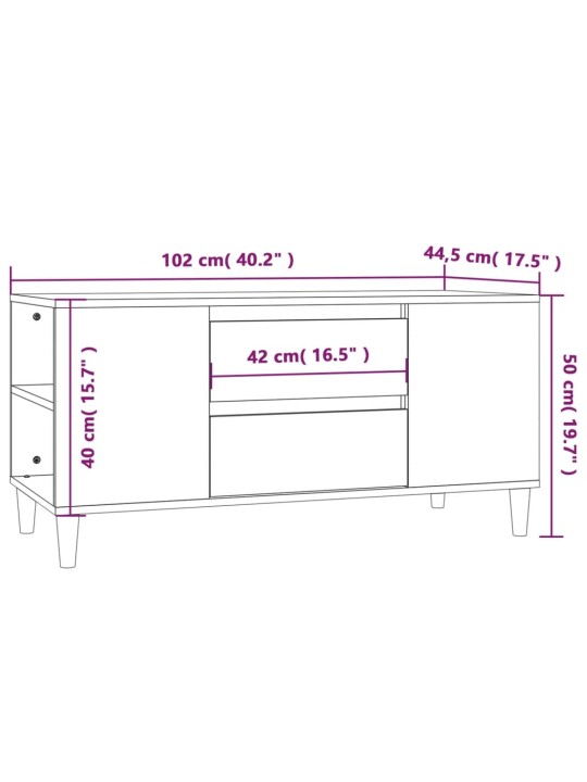 Telerikapp, betoonhall, 102 x 44,5 x 50 cm, tehispuit