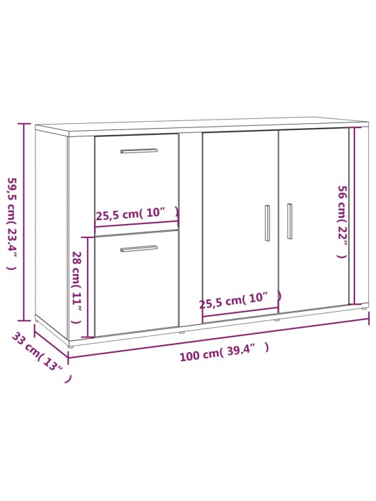 Puhvetkapp, suitsutatud tamm, 100x33x59,5 cm, tehispuit