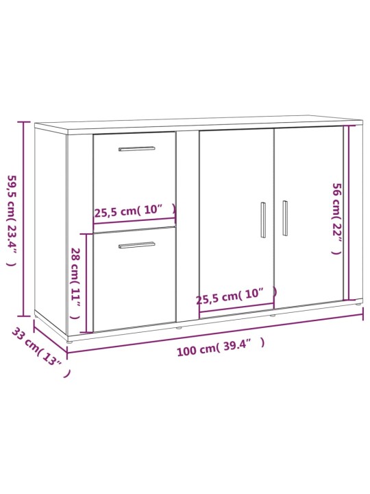 Puhvetkapp, hall sonoma tamm, 100x33x59,5 cm, tehispuit