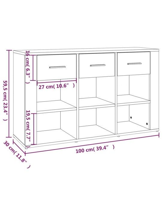 Puhvetkapp, suitsutatud tamm, 100x33x59,5 cm, tehispuit