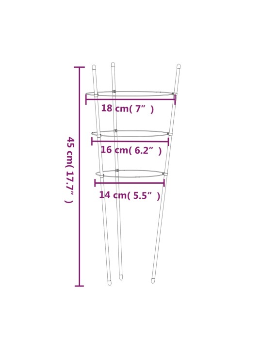 Aia taimetoed 3 rõngaga, 5 tk, roheline, 45 cm, teras