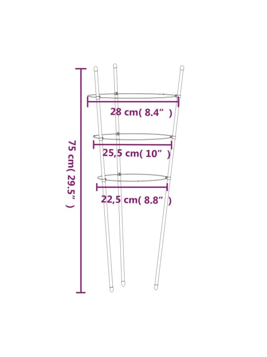 Aia taimetoed 3 rõngaga, 5 tk, roheline, 75 cm, teras