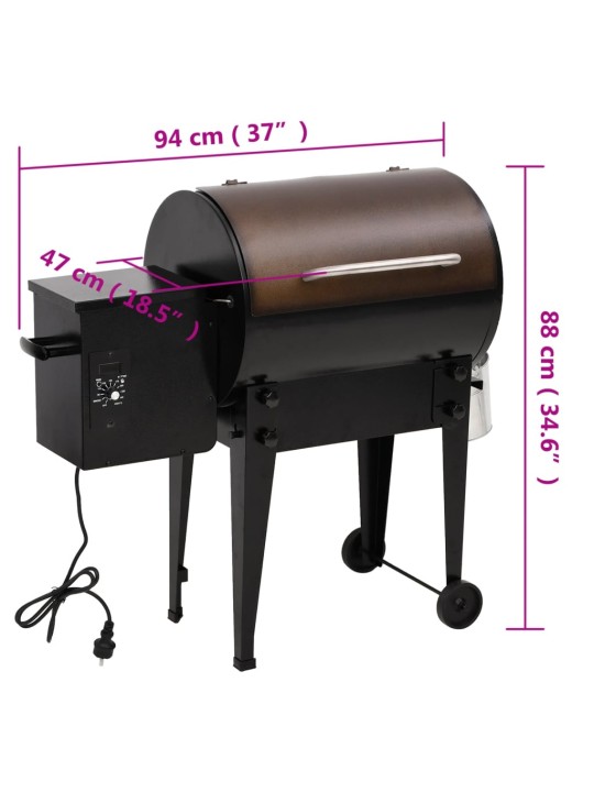 Pelletgrill, must, 94 cm, raud