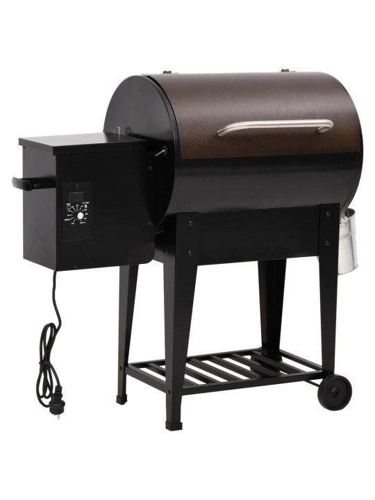 Pelletgrill alumise riiuliga, must, 94 cm, raud