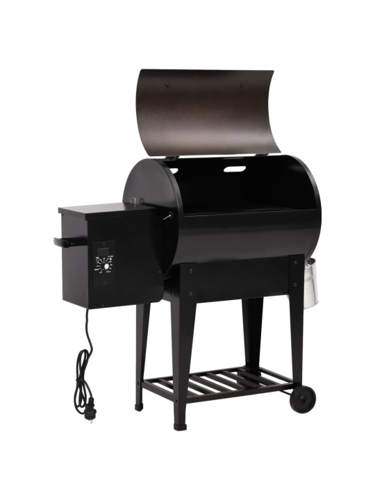 Pelletgrill alumise riiuliga, must, 94 cm, raud